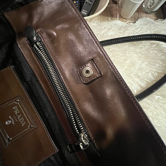Prada black/brown two-tone crossbody handbag. - Picture 10 of 16